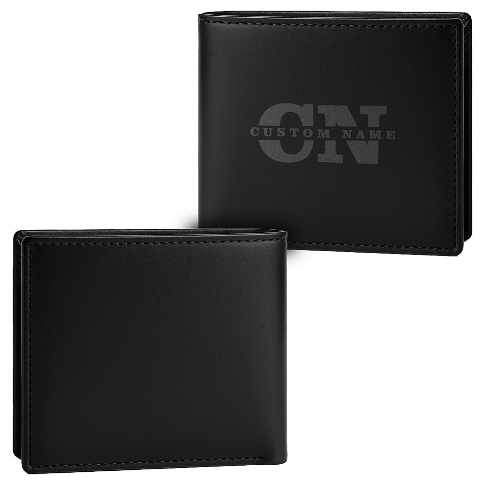 Personalized Custom Leather Wallet – Name & Logo (Black)