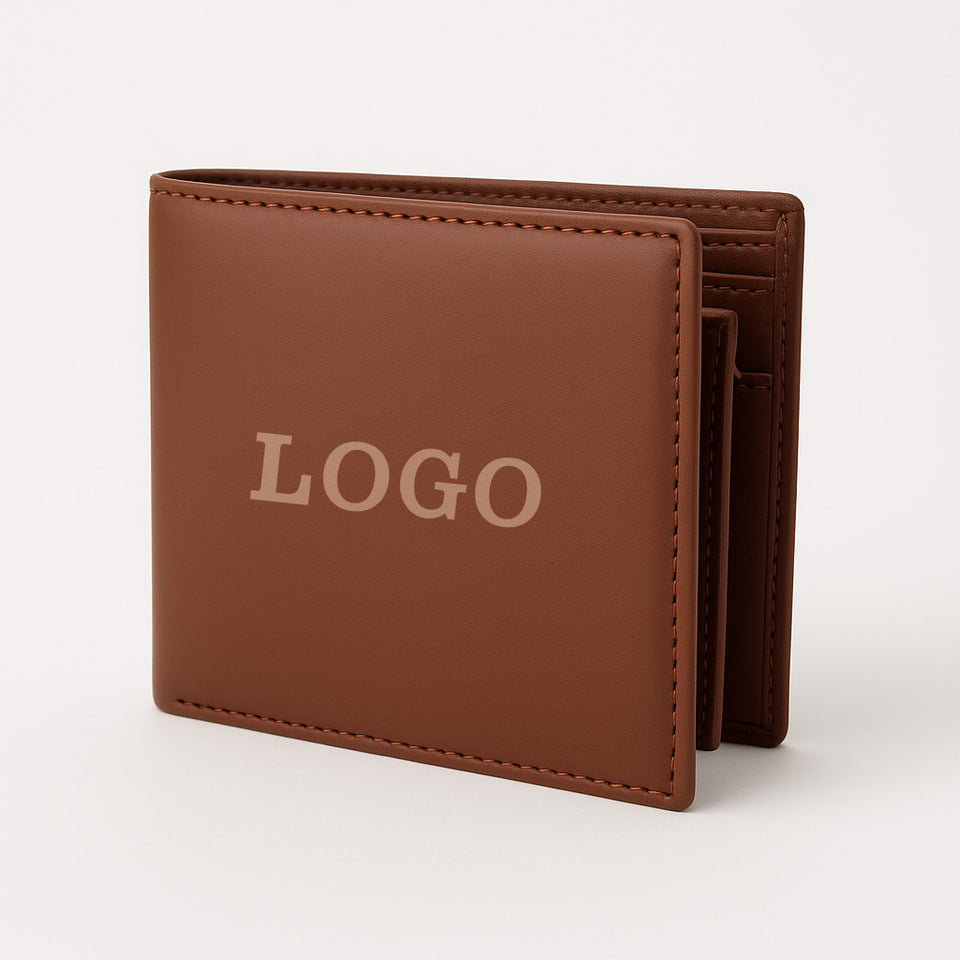 Personalized Custom Leather Wallet – Name & Logo (Brown)