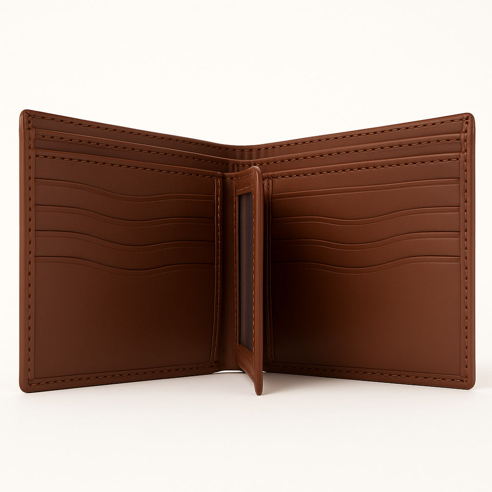 Personalized Custom Leather Wallet – Name & Logo (Brown)