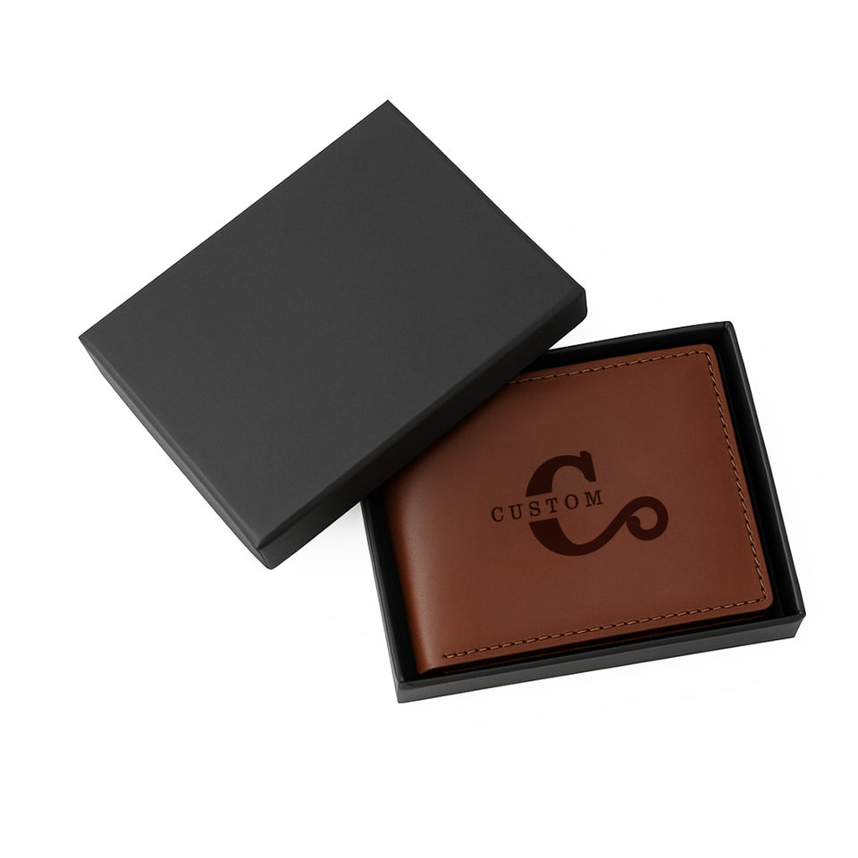 Personalized Custom Leather Wallet – Name & Logo (Brown)
