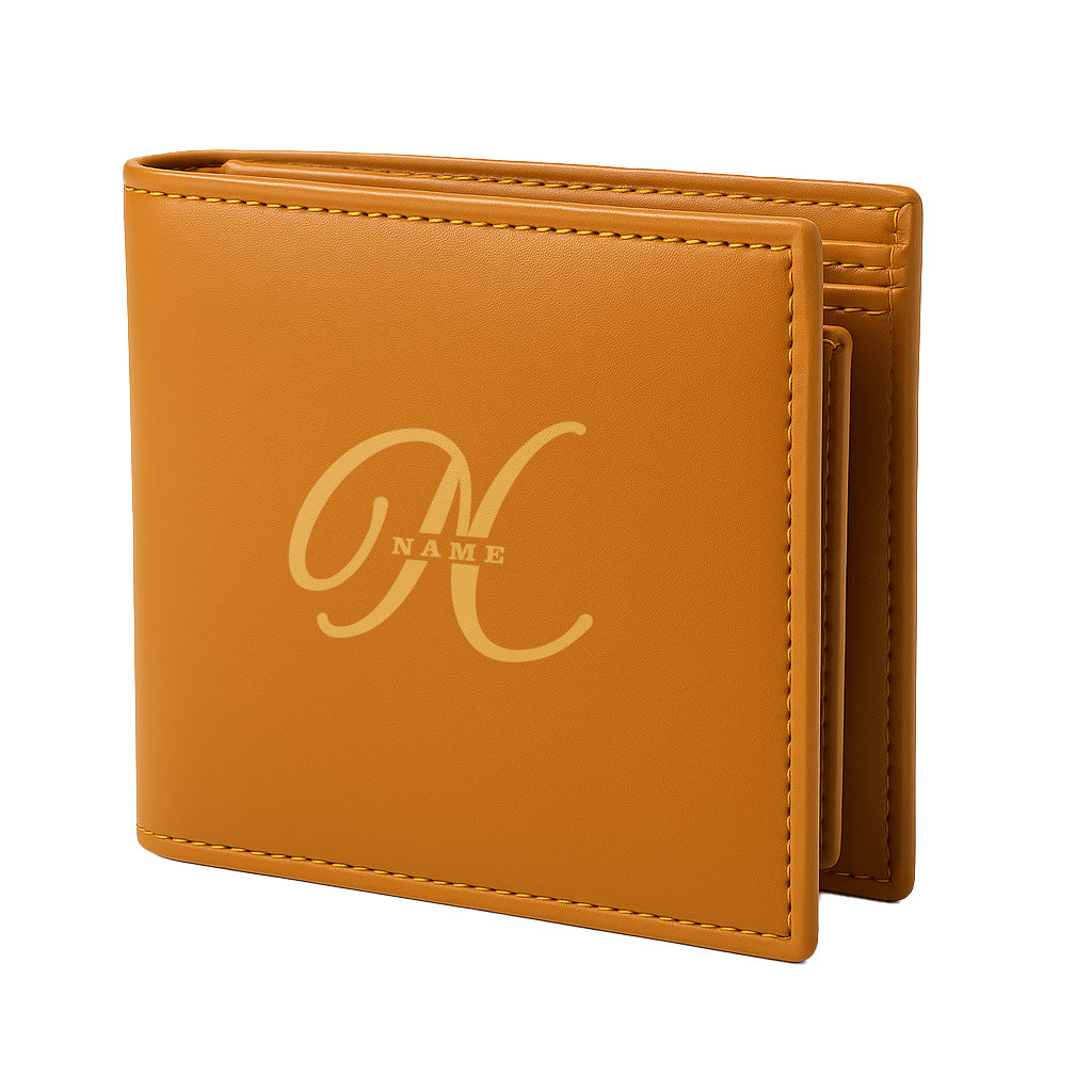 Personalized Custom Leather Wallet – Name & Logo (Gold)