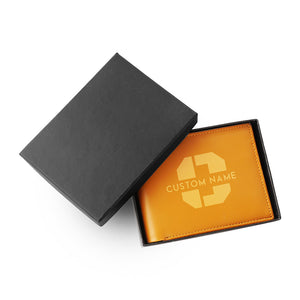 Personalized Custom Leather Wallet – Name & Logo (Gold)